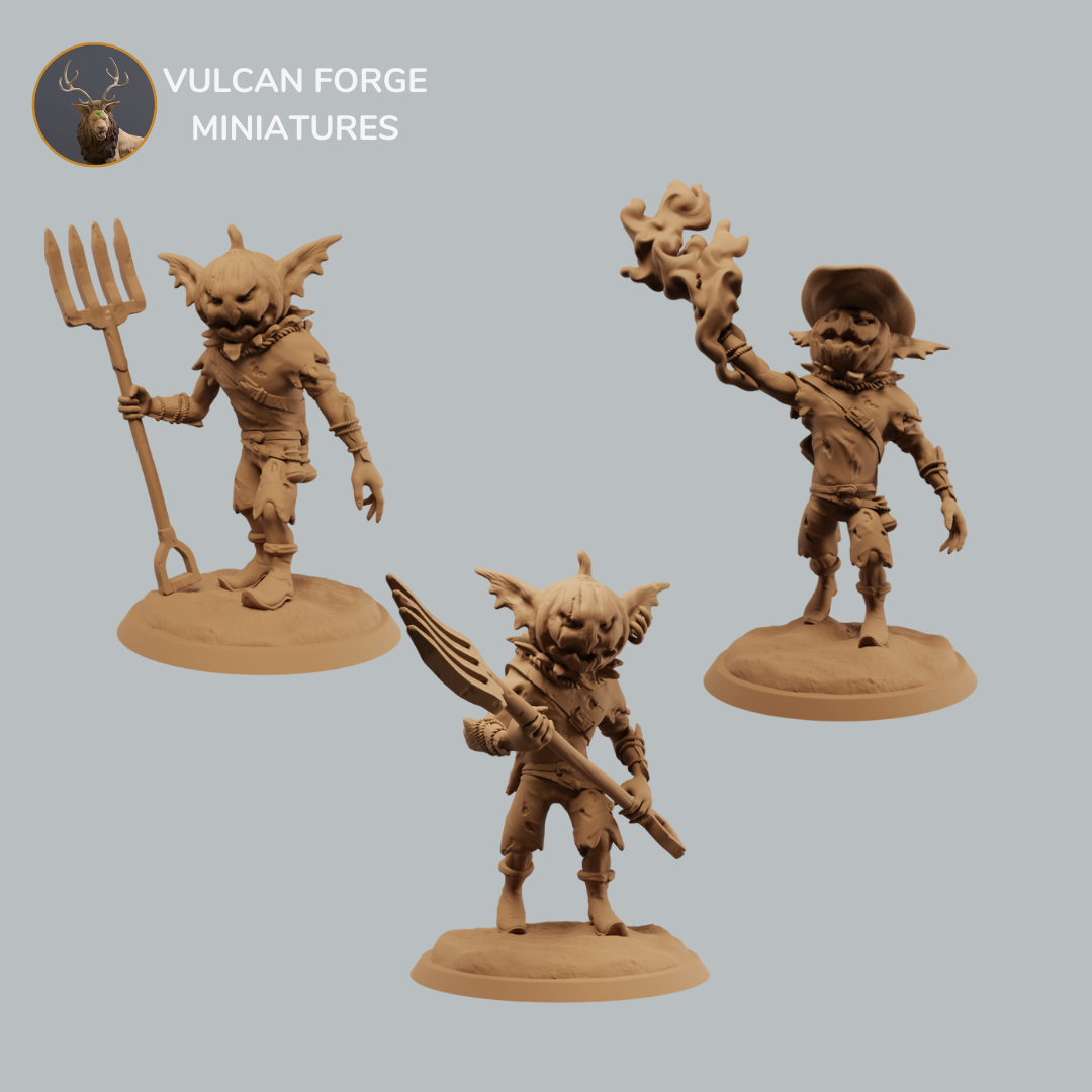 Goblin Gremlin Pumpkin set - 3 models, pre supported
